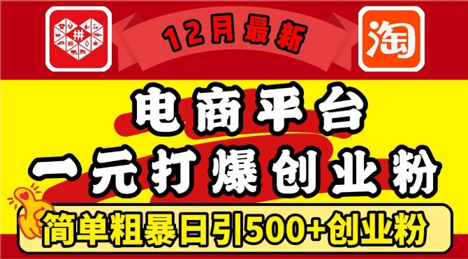 12月最新：电商平台1元打爆创业粉，简单粗暴日引500+精准创业粉，轻松月入过W【揭秘】云米网创-专注分享网络创业落地实操课程 – 全网首发_高质量项目输出云米网创