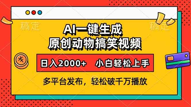 AI一键生成动物搞笑视频，多平台发布，轻松破千万播放，日入2000+，小…云米网创-专注分享网络创业落地实操课程 – 全网首发_高质量项目输出云米网创