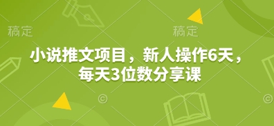 小说推文项目，新人操作6天，每天3位数分享课云米网创-专注分享网络创业落地实操课程 – 全网首发_高质量项目输出云米网创