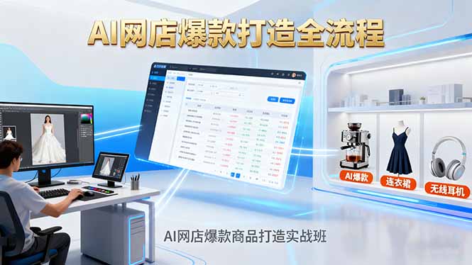 AI网店爆款商品打造实战班：AI技术实现商品图智能处理，快速搭建AI网店云米网创-专注分享网络创业落地实操课程 – 全网首发_高质量项目输出云米网创
