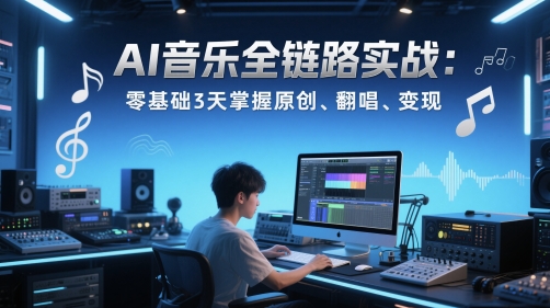 AI音乐全链路实战变现课：零基础3天掌握原创、翻唱、变现云米网创-专注分享网络创业落地实操课程 – 全网首发_高质量项目输出云米网创