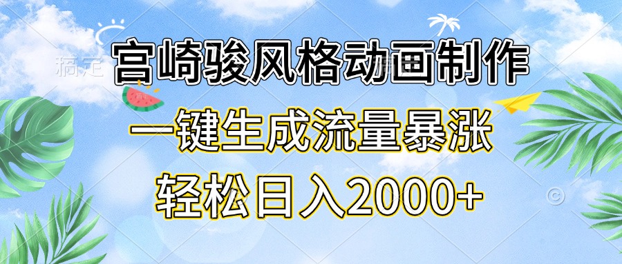 宫崎骏风格动画制作，一键生成流量暴涨，轻松日入2000+云米网创-专注分享网络创业落地实操课程 – 全网首发_高质量项目输出云米网创
