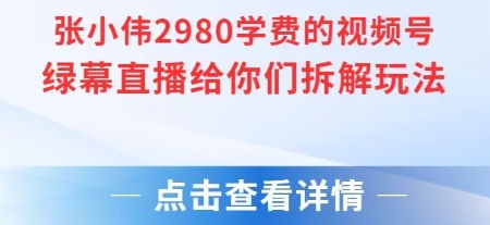 张小伟2980付费额视频号绿幕直播给你们拆解玩法云米网创-专注分享网络创业落地实操课程 – 全网首发_高质量项目输出云米网创