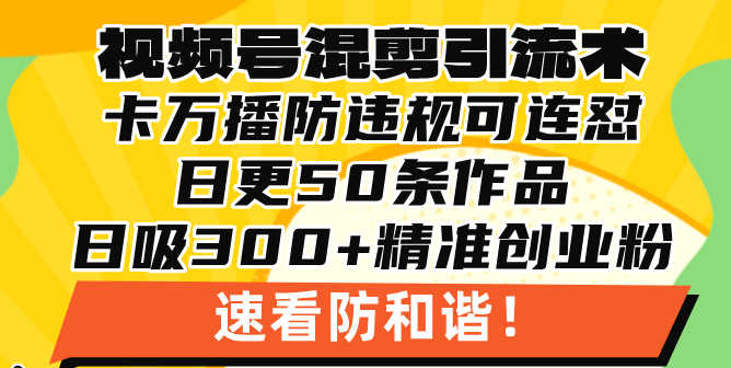 视频号混剪引流技术，500万播放引流17000创业粉，操作简单当天学会云米网创-专注分享网络创业落地实操课程 – 全网首发_高质量项目输出云米网创