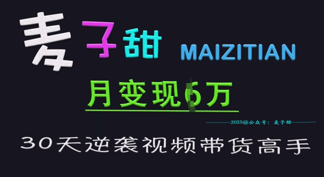 麦子甜30天逆袭视频带货高手，单月变现6W加特训营云米网创-专注分享网络创业落地实操课程 – 全网首发_高质量项目输出云米网创