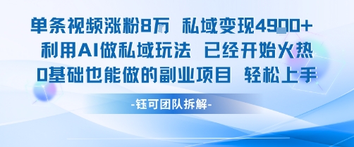 单条视频私域变现4.9k+利用AI做私域玩法 已经开始火热0基础也能做的副业项目轻松上手云米网创-专注分享网络创业落地实操课程 – 全网首发_高质量项目输出云米网创