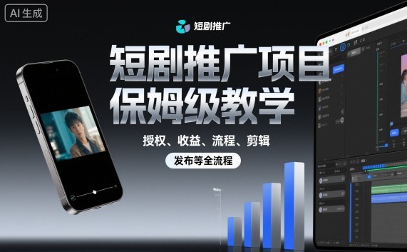 短剧推广项目保姆级教学，授权、收益、流程、剪辑，发布等全流程云米网创-专注分享网络创业落地实操课程 – 全网首发_高质量项目输出云米网创