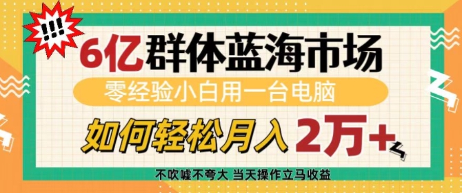6亿群体蓝海市场，零经验小白用一台电脑，如何轻松月入过w【揭秘】云米网创-专注分享网络创业落地实操课程 – 全网首发_高质量项目输出云米网创