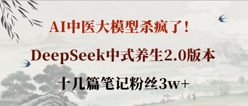 AI中医大模型杀疯了！DeepSeek中式养生2.0版本，十几篇笔记粉丝3w+云米网创-专注分享网络创业落地实操课程 – 全网首发_高质量项目输出云米网创