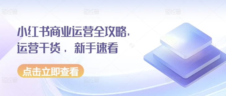 小红书商业运营全攻略，运营干货 ，新手速看云米网创-专注分享网络创业落地实操课程 – 全网首发_高质量项目输出云米网创