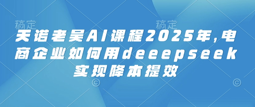 天诺老吴AI课程2025年，电商企业如何用deeepseek实现降本提效云米网创-专注分享网络创业落地实操课程 – 全网首发_高质量项目输出云米网创
