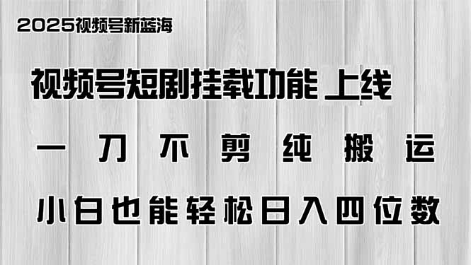 视频号短剧挂载功能上线，一刀不剪纯搬运，小白也能轻松日入四位数云米网创-专注分享网络创业落地实操课程 – 全网首发_高质量项目输出云米网创
