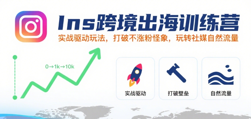 Ins跨境出海训练营，实战驱动玩法，打破不涨粉怪象，玩转社媒自然流量云米网创-专注分享网络创业落地实操课程 – 全网首发_高质量项目输出云米网创