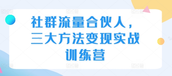 社群流量合伙人，三大方法变现实战训练营云米网创-专注分享网络创业落地实操课程 – 全网首发_高质量项目输出云米网创