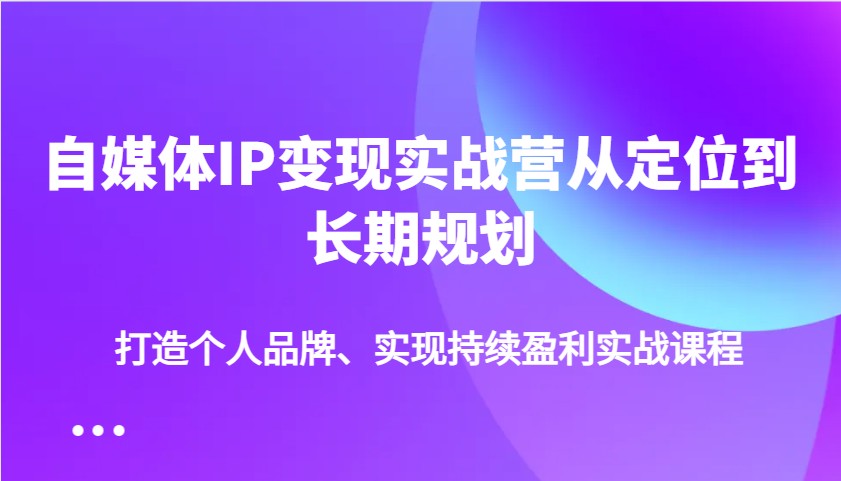 自媒体IP变现实战营从定位到长期规划，打造个人品牌、实现持续盈利实战课程云米网创-专注分享网络创业落地实操课程 – 全网首发_高质量项目输出云米网创