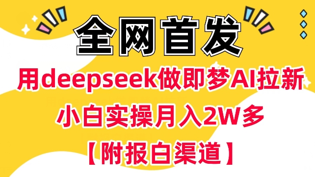 用deepseek做即梦Ai拉新 小白实操月入过W+【附报白渠道】云米网创-专注分享网络创业落地实操课程 – 全网首发_高质量项目输出云米网创