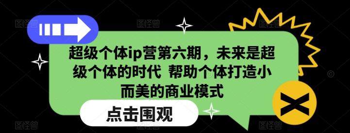 超级个体ip营第六期，未来是超级个体的时代  帮助个体打造小而美的商业模式云米网创-专注分享网络创业落地实操课程 – 全网首发_高质量项目输出云米网创