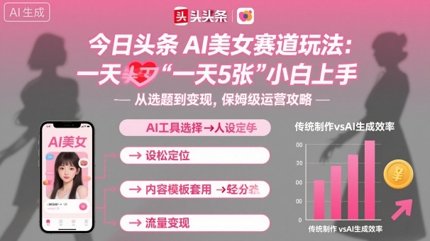 今日头条AI美女赛道玩法,一天轻松5张,小白轻松上手