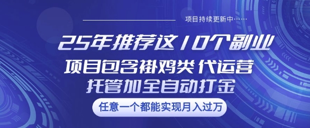 25年推荐这10个副业项目包含褂鸡类、代运营托管类、全自动打金类【揭秘】云米网创-专注分享网络创业落地实操课程 – 全网首发_高质量项目输出云米网创