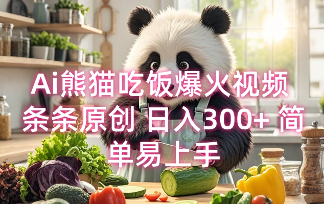 Ai熊猫吃饭爆火视频 条条原创 日入300+ 简单易上手云米网创-专注分享网络创业落地实操课程 – 全网首发_高质量项目输出云米网创