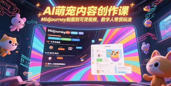 AI萌宠内容创作课，Midjourney制图到可灵视频，数字人带货玩法云米网创-专注分享网络创业落地实操课程 – 全网首发_高质量项目输出云米网创