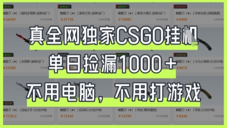真全网独家CSGO挂G，单日捡漏1k+【揭秘】云米网创-专注分享网络创业落地实操课程 – 全网首发_高质量项目输出云米网创