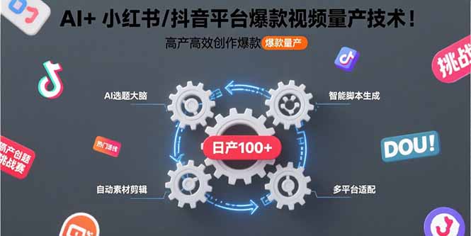 AI+小红书/抖音平台爆款视频量产技术：高产高效创作爆款视频！云米网创-专注分享网络创业落地实操课程 – 全网首发_高质量项目输出云米网创