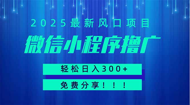 微信小程序撸广，最新风口项目，日入300+ 免费分享 可批量操作 小白可…云米网创-专注分享网络创业落地实操课程 – 全网首发_高质量项目输出云米网创