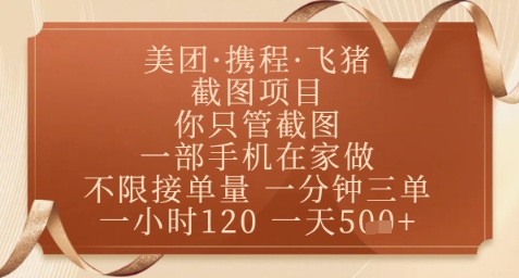 飞猪美团截图项目，你只管截图，一部手机在家做，正规平台无套路，一天5张+【揭秘】云米网创-专注分享网络创业落地实操课程 – 全网首发_高质量项目输出云米网创