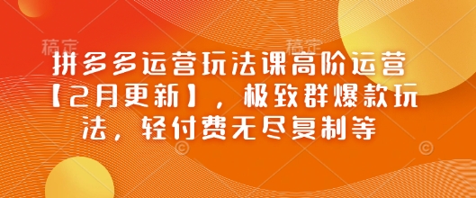 拼多多运营玩法课高阶运营【2月更新】，极致群爆款玩法，轻付费无尽复制等云米网创-专注分享网络创业落地实操课程 – 全网首发_高质量项目输出云米网创