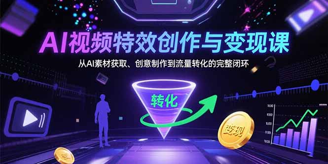 AI视频特效创作与变现课：从AI素材获取、创意制作到流量转化的完整闭环云米网创-专注分享网络创业落地实操课程 – 全网首发_高质量项目输出云米网创