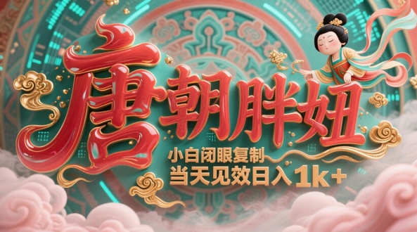 用AI克隆“唐朝胖妞”日更3条，平台疯狂推流，小白闭眼复制，当天见效，日入1k+云米网创-专注分享网络创业落地实操课程 – 全网首发_高质量项目输出云米网创