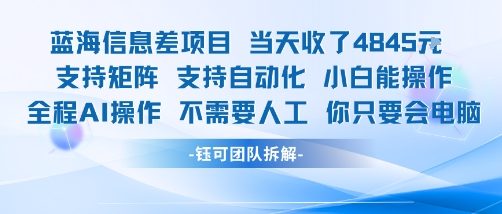 蓝海信息差项目当天收米1k+ 支持矩阵支持自动化小白能操作全程AI操作不需要人工你只要会电脑云米网创-专注分享网络创业落地实操课程 – 全网首发_高质量项目输出云米网创
