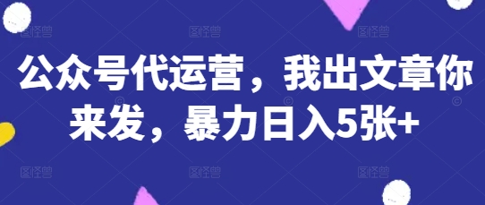公众号代运营，我出文章你来发，暴力日入5张+【揭秘】云米网创-专注分享网络创业落地实操课程 – 全网首发_高质量项目输出云米网创
