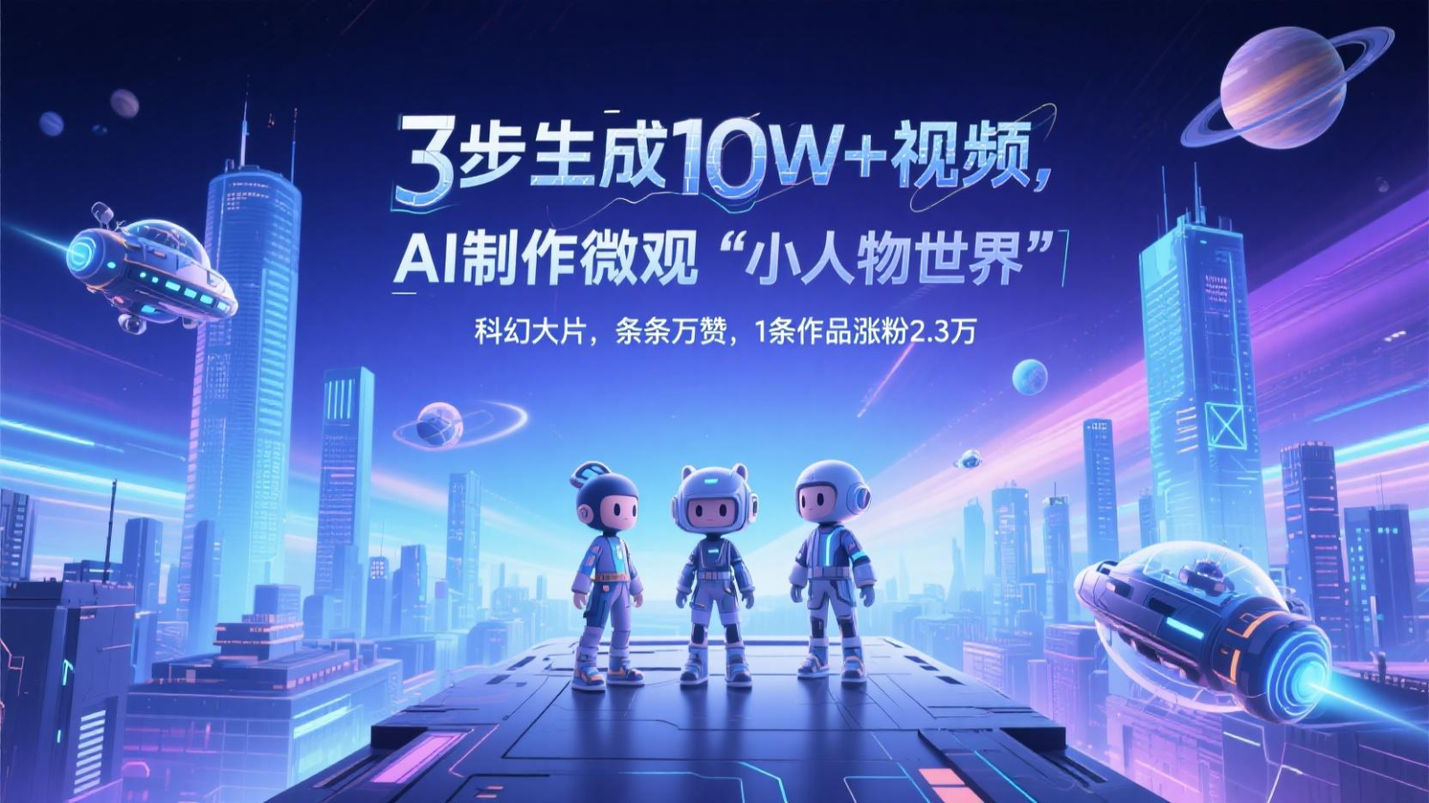 三步生成10W+视频，AI制作微观“小人物世界”科幻大片，条条万赞，1条作品涨粉2.3万云米网创-专注分享网络创业落地实操课程 – 全网首发_高质量项目输出云米网创