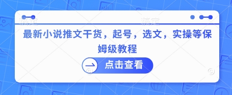 最新小说推文干货，起号，选文，实操等保姆级教程云米网创-专注分享网络创业落地实操课程 – 全网首发_高质量项目输出云米网创