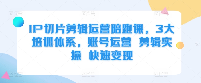 IP切片剪辑运营陪跑课，3大培训体系，账号运营 剪辑实操 快速变现云米网创-专注分享网络创业落地实操课程 – 全网首发_高质量项目输出云米网创