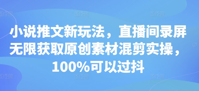 小说推文新玩法，直播间录屏无限获取原创素材混剪实操，100%可以过抖云米网创-专注分享网络创业落地实操课程 – 全网首发_高质量项目输出云米网创