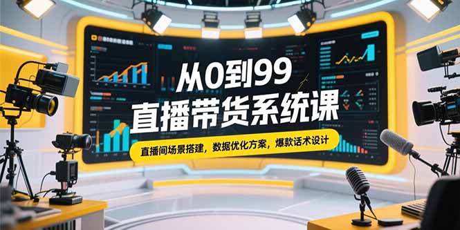 从0到99直播带货系统课，直播间场景搭建，数据优化方案，爆款话术设计云米网创-专注分享网络创业落地实操课程 – 全网首发_高质量项目输出云米网创
