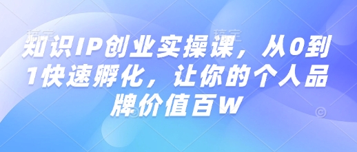 知识IP创业实操课，从0到1快速孵化，让你的个人品牌价值百W云米网创-专注分享网络创业落地实操课程 – 全网首发_高质量项目输出云米网创