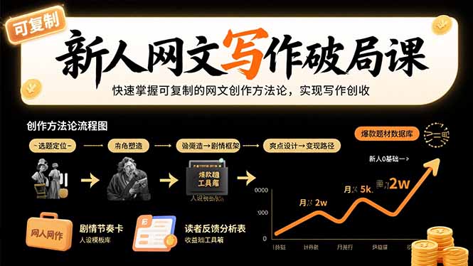 新人网文写作破局课：快速掌握可复制的网文创作方法论，实现写作创收云米网创-专注分享网络创业落地实操课程 – 全网首发_高质量项目输出云米网创