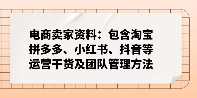 电商卖家资料：包含淘宝、拼多多、小红书、抖音等运营干货及团队管理方法云米网创-专注分享网络创业落地实操课程 – 全网首发_高质量项目输出云米网创