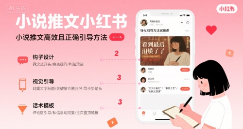 小说推文小红书高转化引导方法实操课，小说推文高效且正确引导方法云米网创-专注分享网络创业落地实操课程 – 全网首发_高质量项目输出云米网创