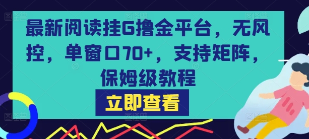 最新阅读挂G撸金平台，无风控，单窗口70+，支持矩阵，保姆级教程【揭秘】云米网创-专注分享网络创业落地实操课程 – 全网首发_高质量项目输出云米网创