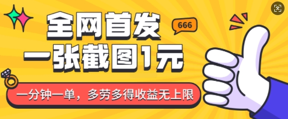 全网首发，一张截图1块钱，一分钟一单，多劳多得，收益无上限云米网创-专注分享网络创业落地实操课程 – 全网首发_高质量项目输出云米网创