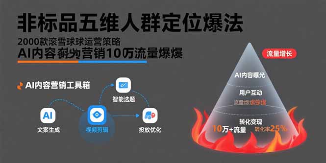非标品五维人群定位法，2000款滚雪球运营策略，AI内容营销10万流量引爆云米网创-专注分享网络创业落地实操课程 – 全网首发_高质量项目输出云米网创