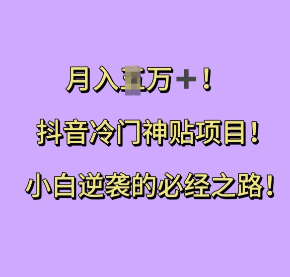 抖音冷门神贴项目，小白逆袭的必经之路，月入过W【揭秘】云米网创-专注分享网络创业落地实操课程 – 全网首发_高质量项目输出云米网创