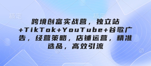 跨境创富实战营，独立站+TikTok+YouTube+谷歌广告，经营策略，店铺运营，精准选品，高效引流云米网创-专注分享网络创业落地实操课程 – 全网首发_高质量项目输出云米网创