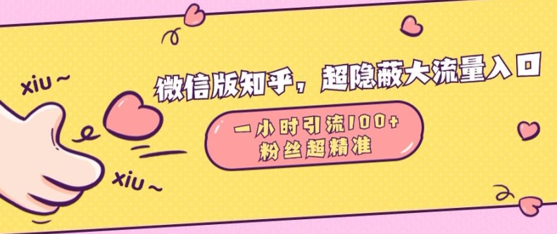 微信版知乎，超隐蔽流量入口1小时引流100人，粉丝质量超高【揭秘】云米网创-专注分享网络创业落地实操课程 – 全网首发_高质量项目输出云米网创
