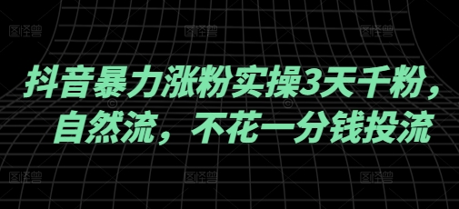 抖音暴力涨粉实操3天千粉，自然流，不花一分钱投流，实操经验分享云米网创-专注分享网络创业落地实操课程 – 全网首发_高质量项目输出云米网创